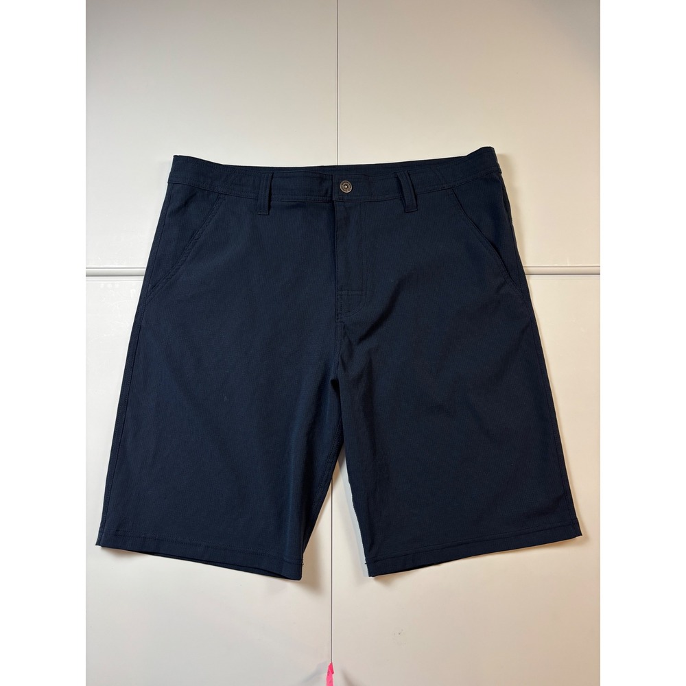 PrAna Hybridizer Shorts Men's 36 Navy Blue Stretch Hiking Outdoor Performance